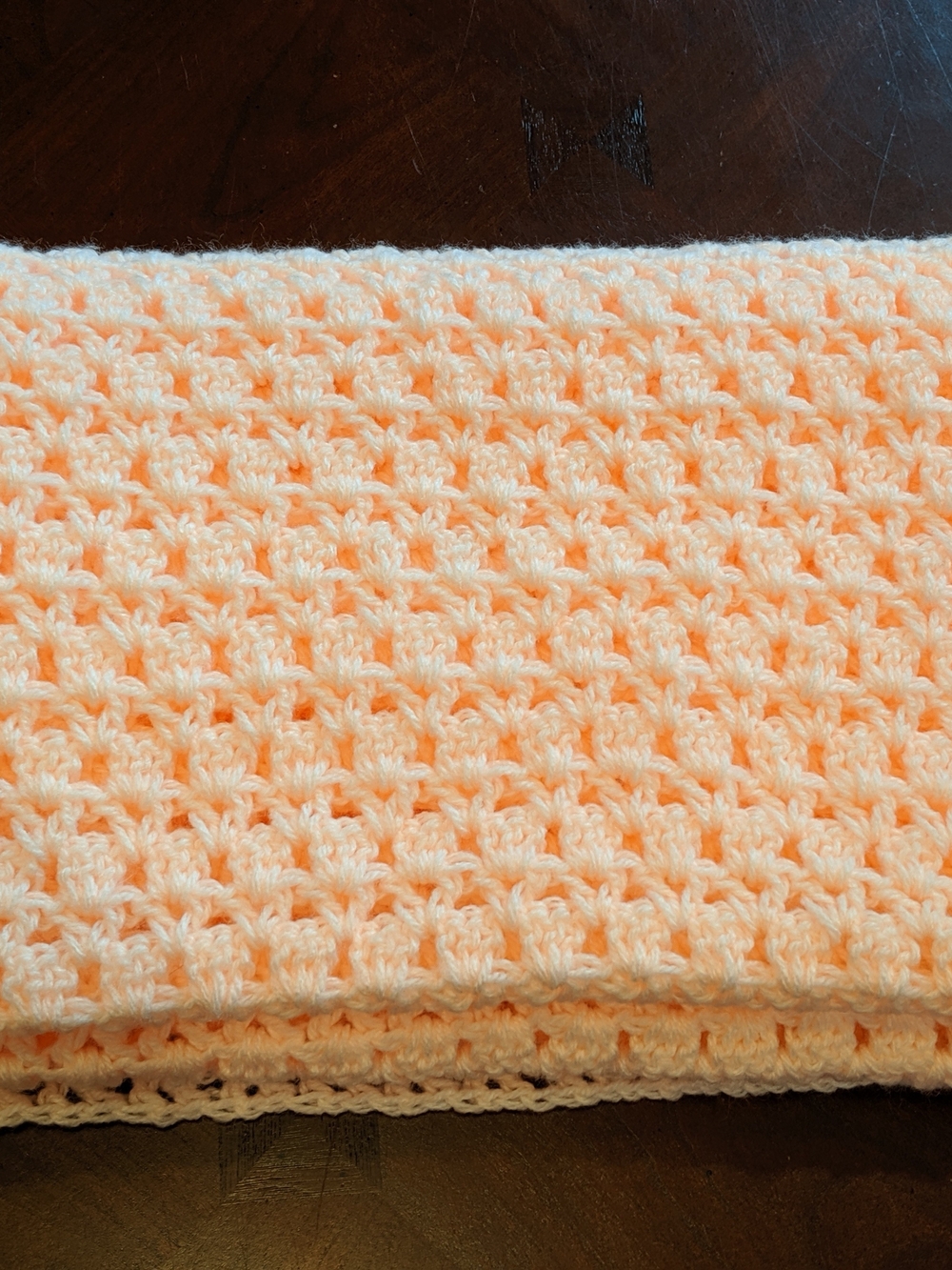Handmade Peach Crochet Baby Blanket